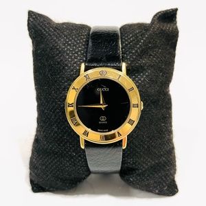 ❌SOLD❌ Gucci 3001L 6 Jewels Gold Plated Swiss Black Dial Women’s Watch